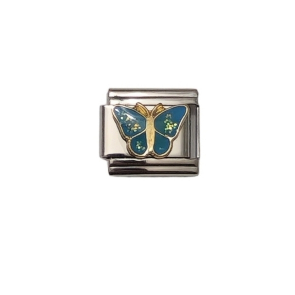 Italian Charmlink for Custom Detachable Charm‎ Bracelet Blue Butterfly